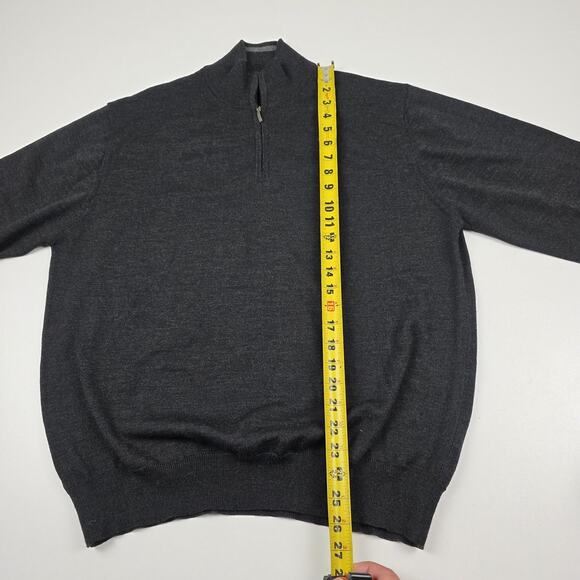 Saks Fifth Avenue Sweater Mens XL Half Zip Mock Neck Merino Blend Made in Italy - Picture 4 of 10